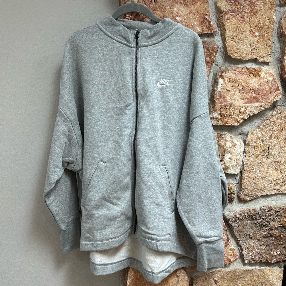 Nike Light Grey mock Neck Sweatshirt Jacket